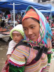 10-Flower Hmong woman with child